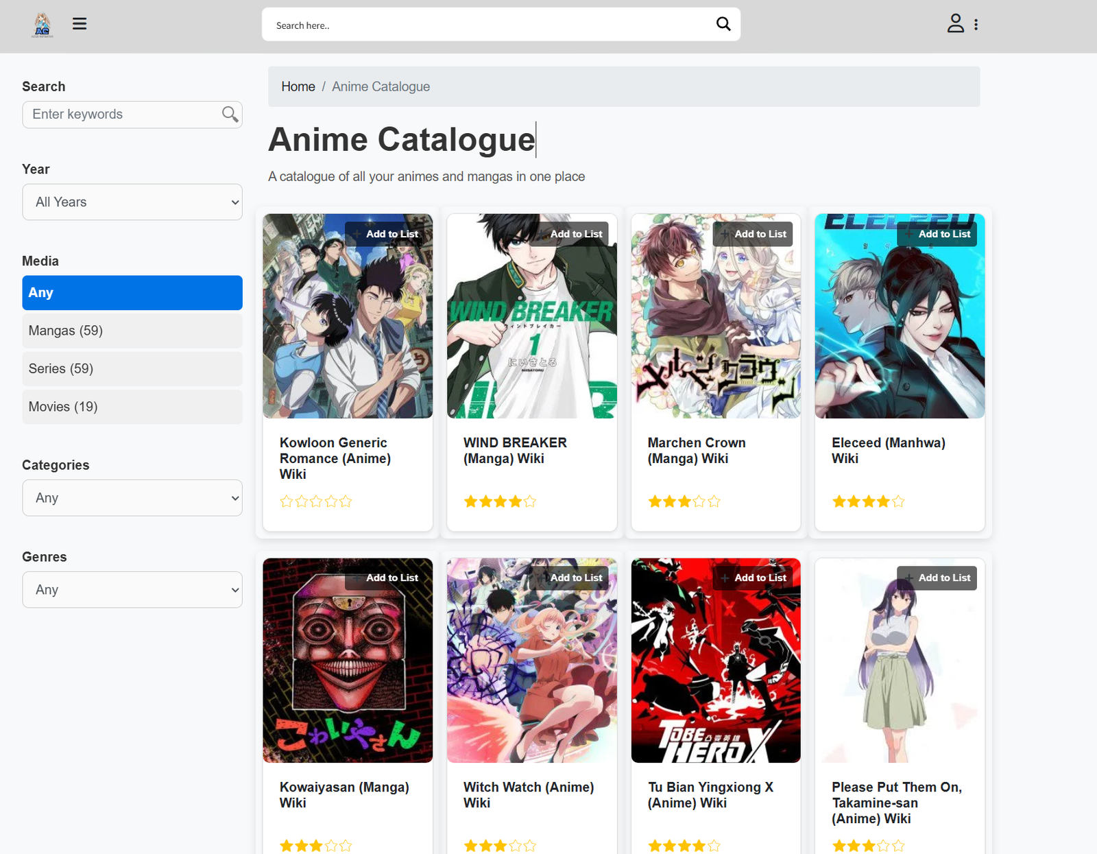 Anime Catalogue | PentaByteX